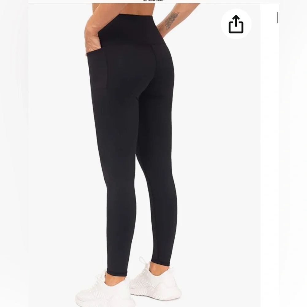High Waisted Leggings Phone Pockets Women Workout Yoga NWT XL - Picture 2 of 3